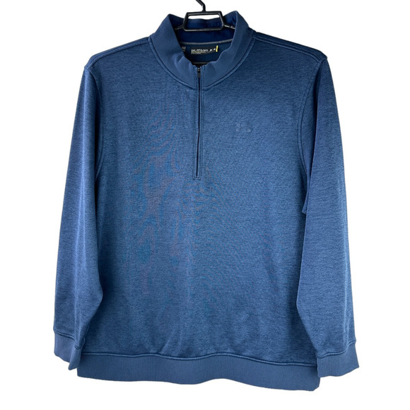 Under Armour 1/4 Zip Fleece Pullover Gray Navy Mens 3XL Loose SweaterFleece Golf - Picture 10 of 10